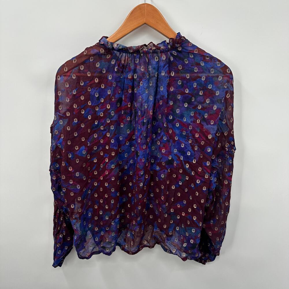 CLEOBELLA NWT Evereve Dara Metallic Shimmer Dot Puff Sleeve Blouse // S - Picture 11 of 13